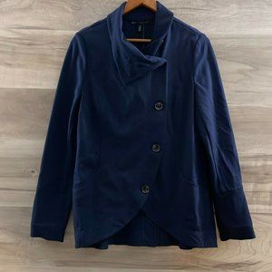 White House Black Market Womens Navy Blue Button Front Cardigan Sweater Size 12